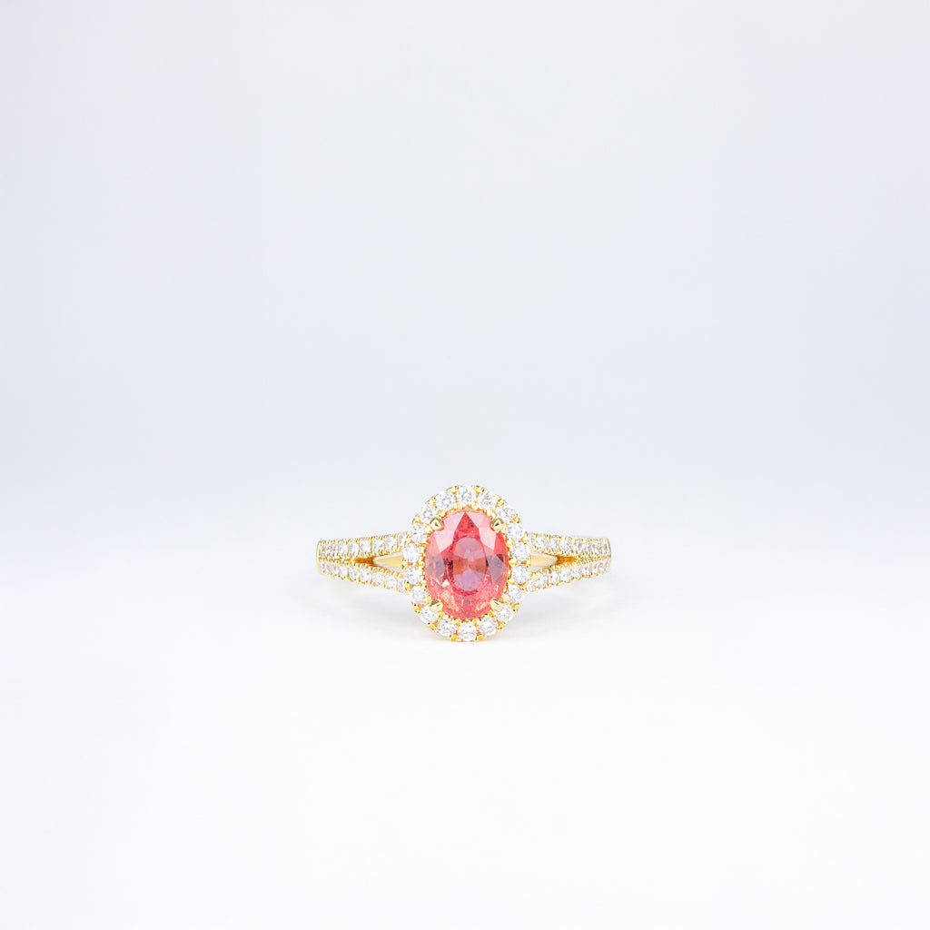 Bague saphir Padparadscha et diamants
