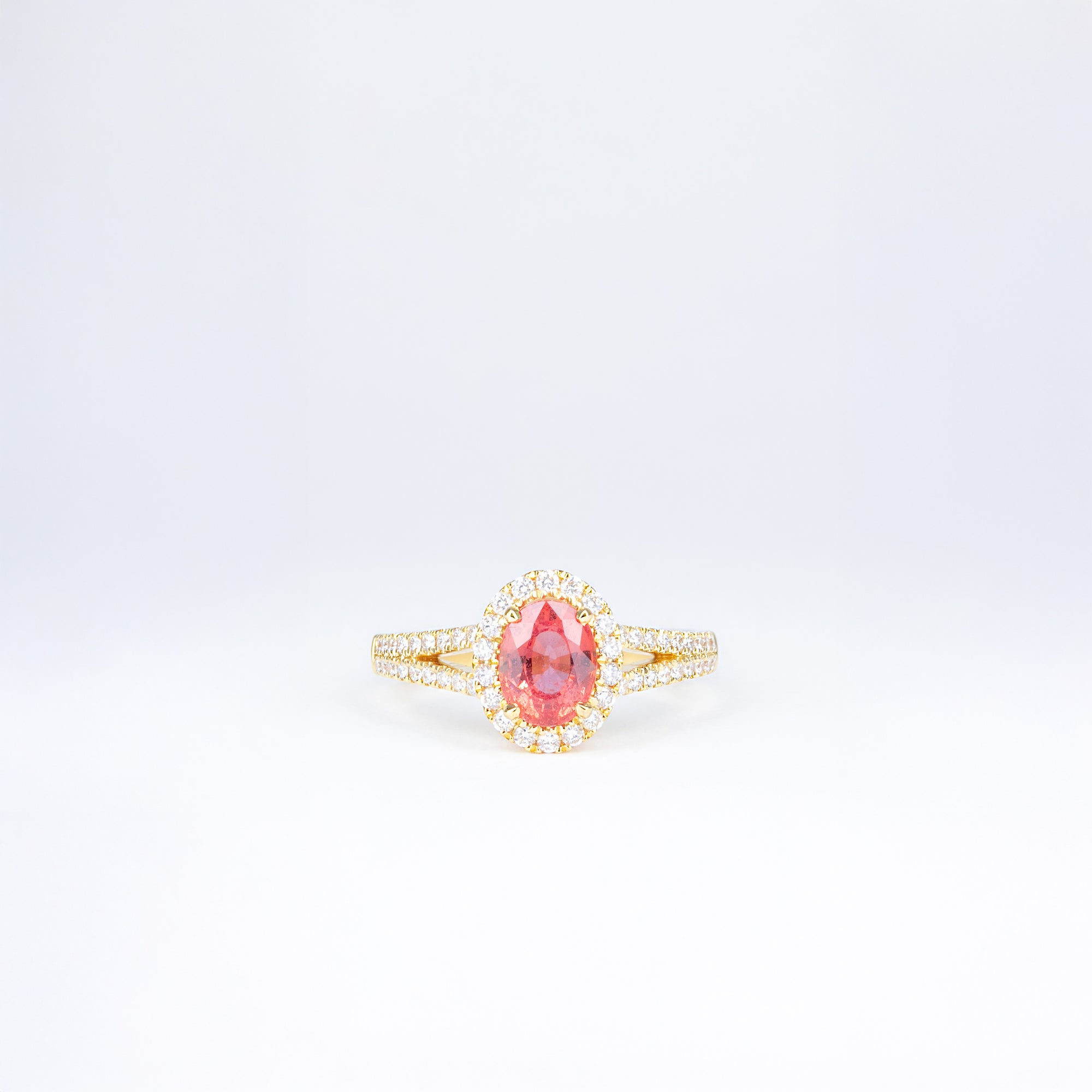 Bague saphir Padparadscha et diamants