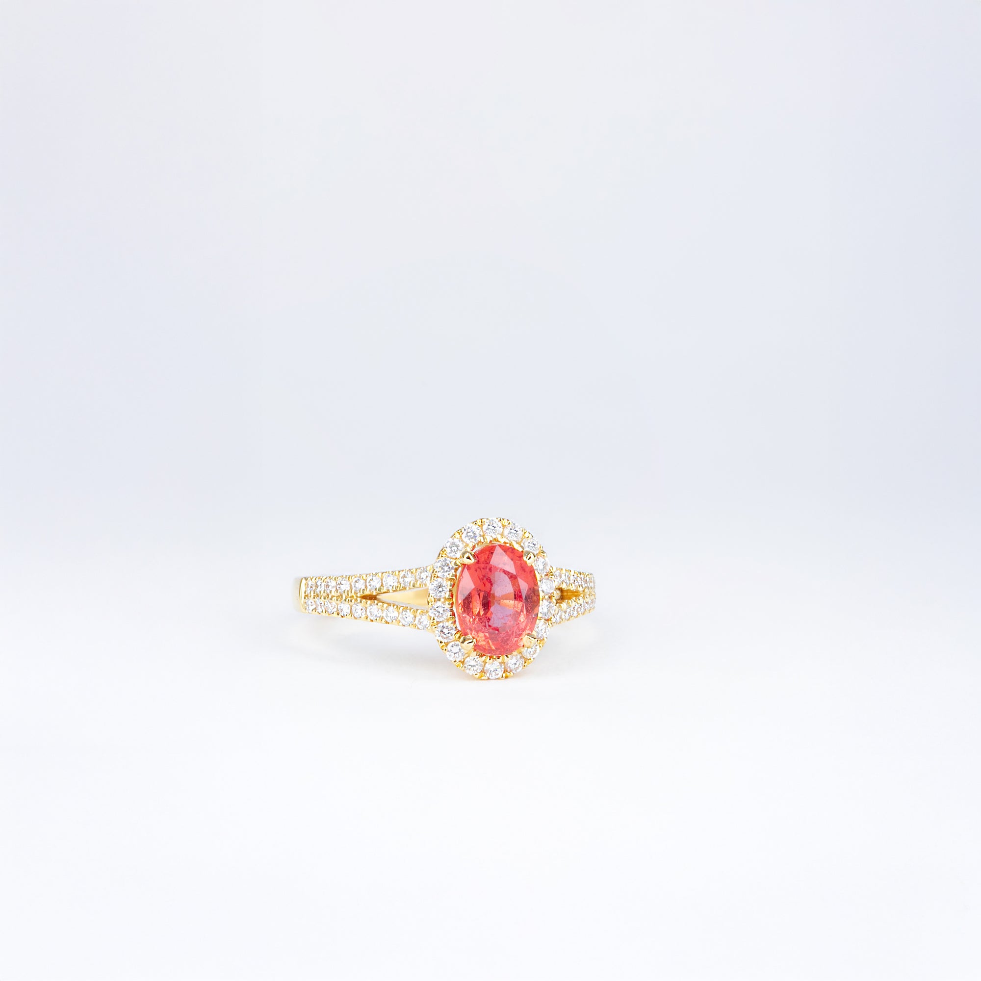 Bague saphir Padparadscha et diamants