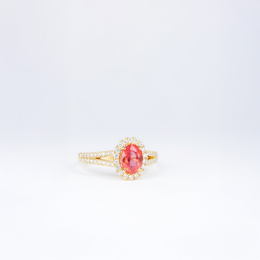 Bague saphir Padparadscha et diamants