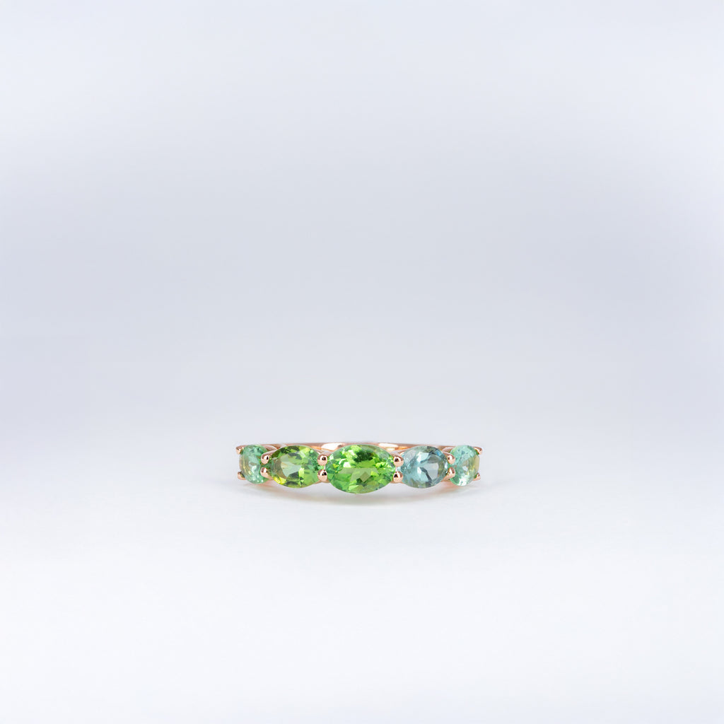 Demi-alliance or rose tourmalines vertes