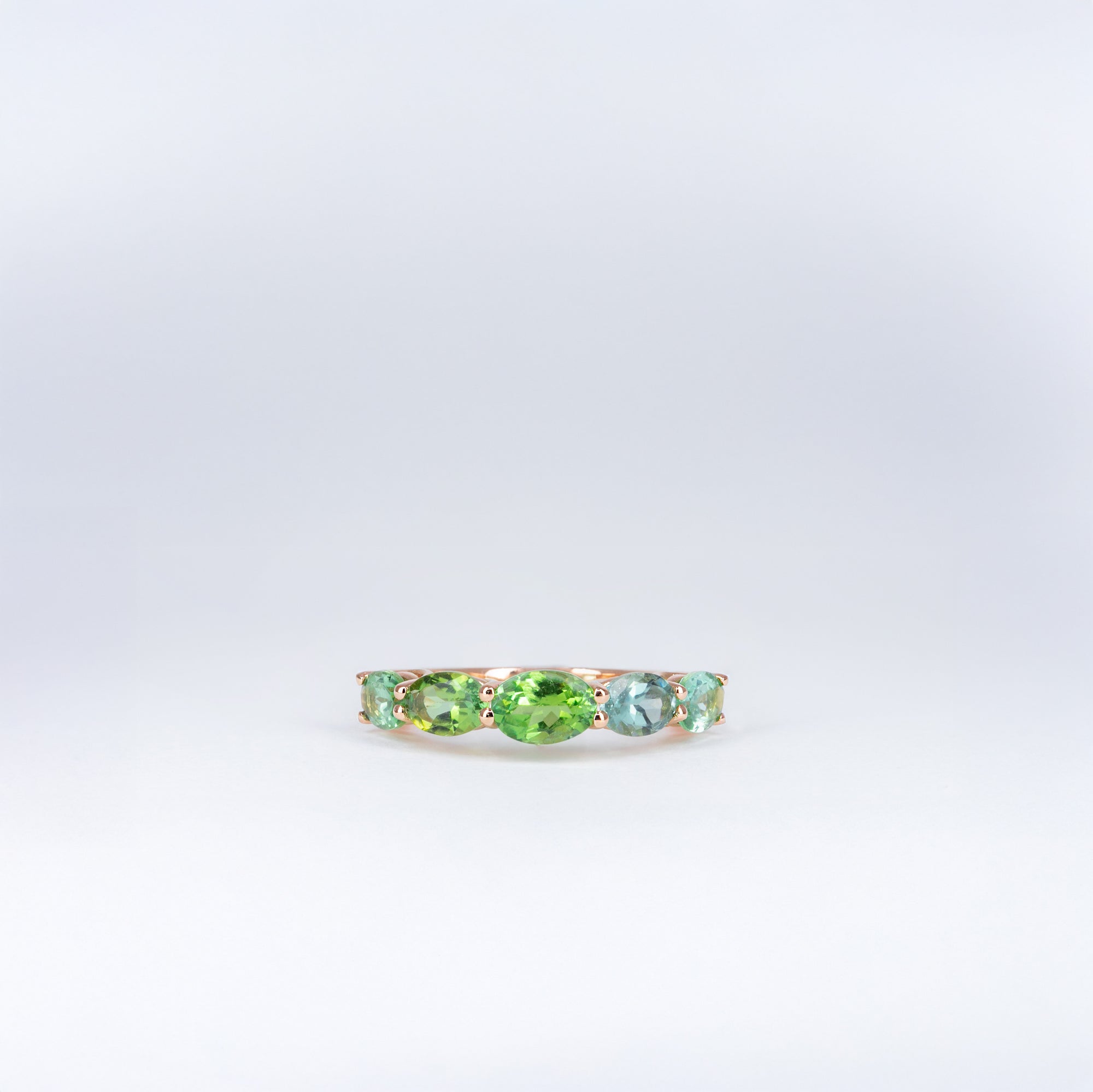 Demi-alliance or rose tourmalines vertes