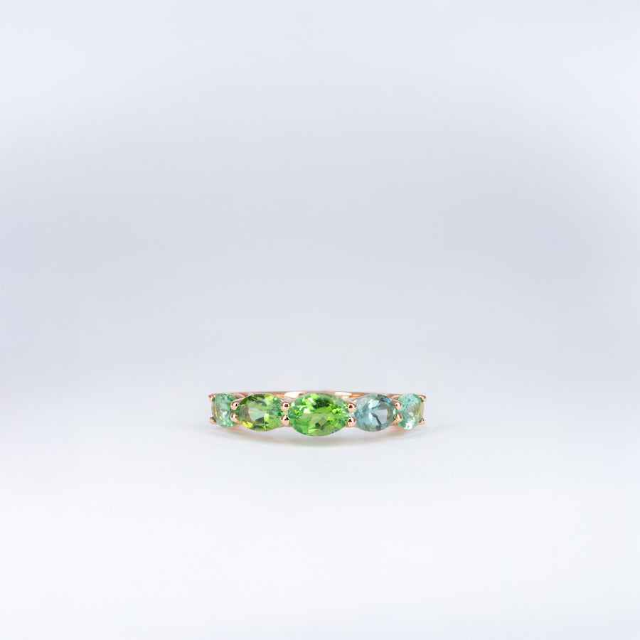 Demi-alliance or rose tourmalines vertes