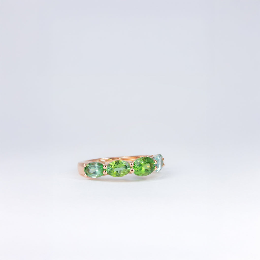 Demi-alliance or rose tourmalines vertes