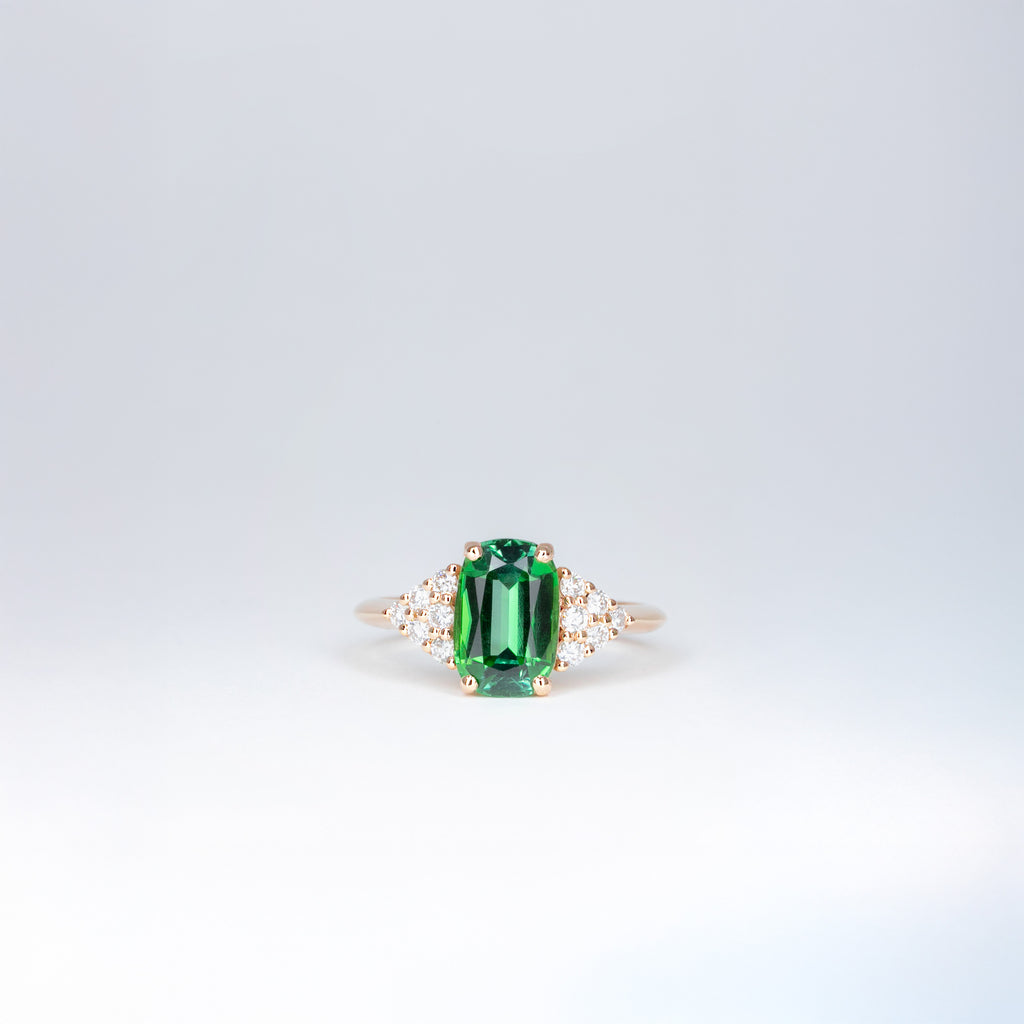 Bague tourmaline verte et diamants