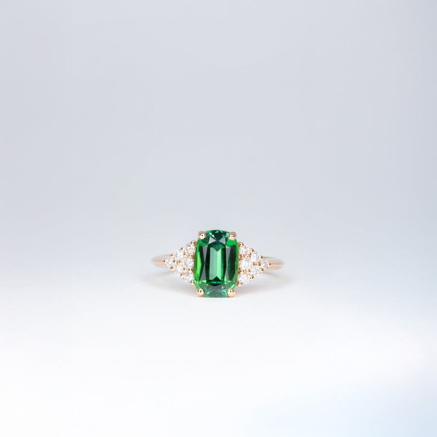 Bague tourmaline verte et diamants