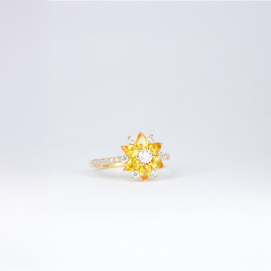 Bague saphirs jaunes et diamants
