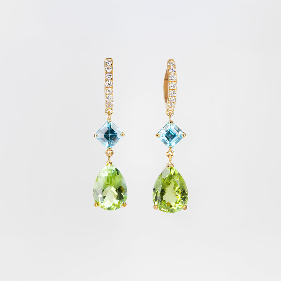Boucles d’oreilles zircons, tourmalines et diamants