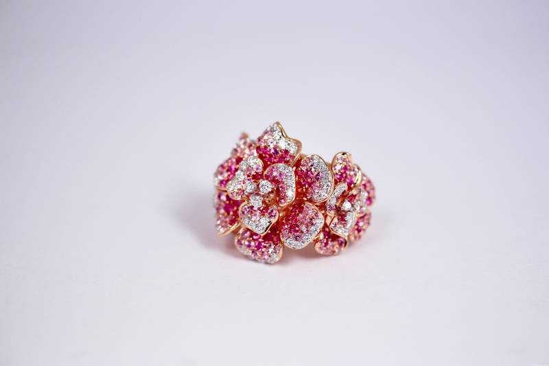 Bague saphir rose diamants Bordeaux Caudéran Mérignac Biarritz Le Bouscat