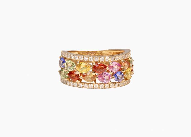 saphirs multicolores, diamants