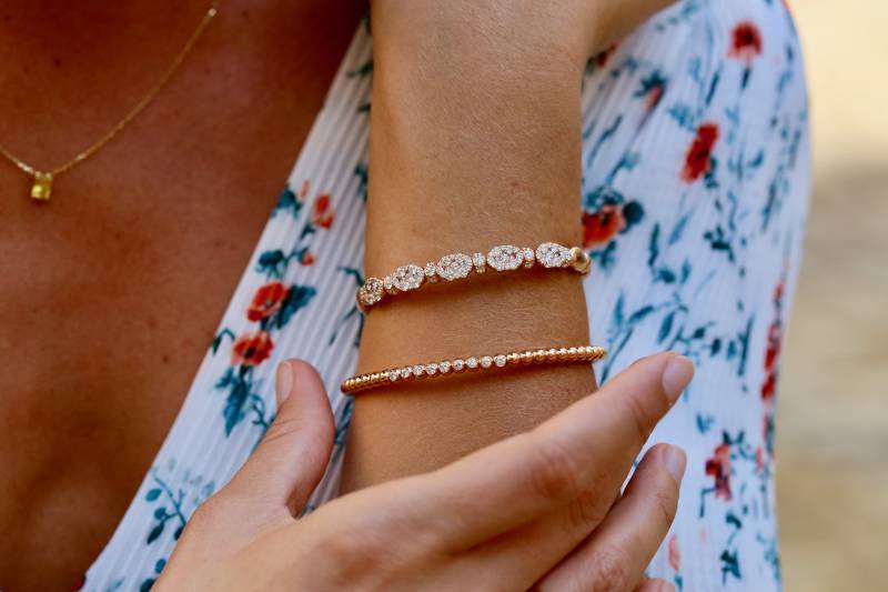 Bracelet or rose et diamants, bordeaux, le bouscat, andernos, mérignac, création, joaillier