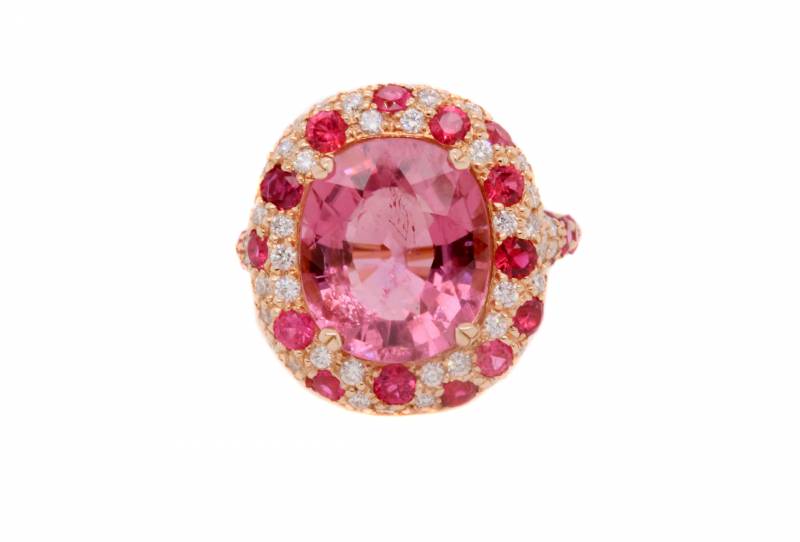 Bague or rose, diamants, spinelles, tourmaline, ovale, demande fiançaille, elen larcebeau, acheter, unique, bordeaux, andernos, paris