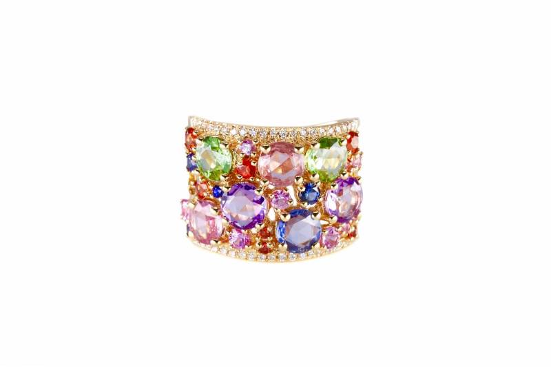 Bague or rose, diamants, saphirs, or rose, elen larcebeau, bordeaux, joaillerie, acheter, cadeaux, fiançailles